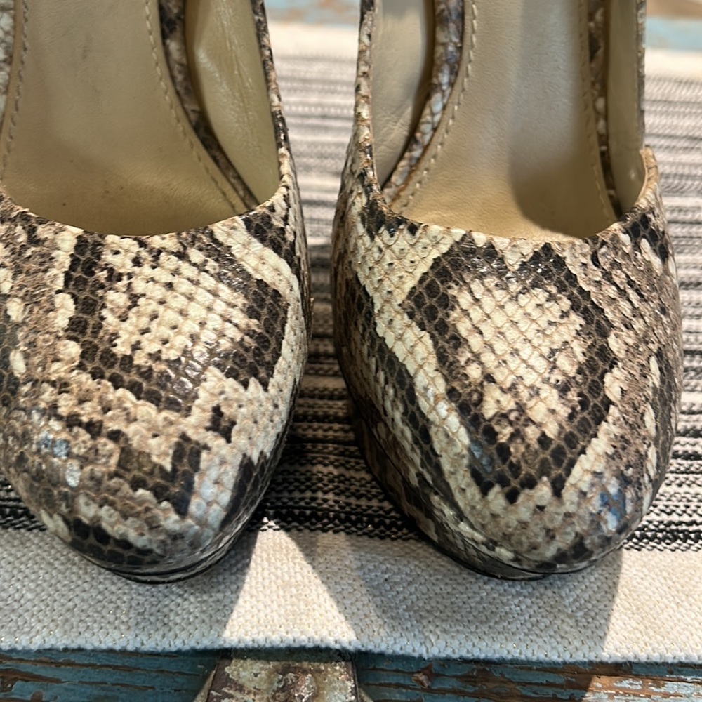 Brian Atwood Faran Python Snakeskin Pattern Platf… - image 2